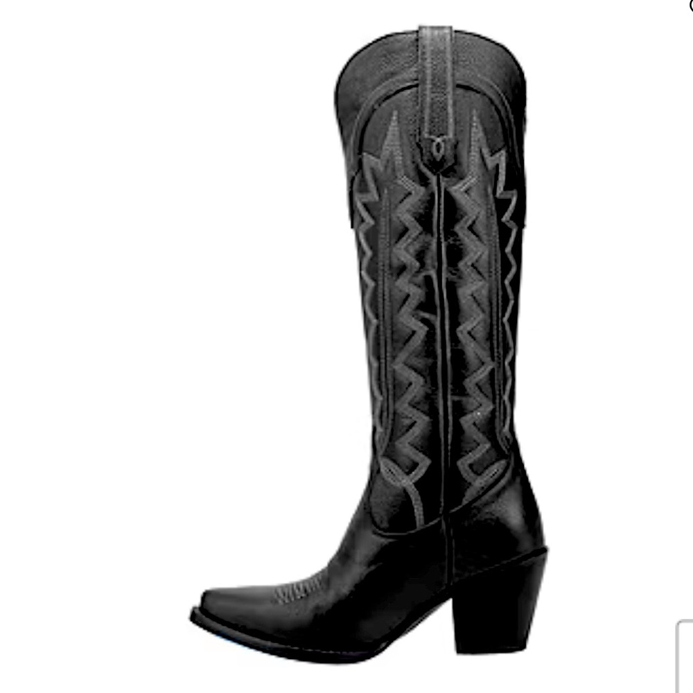 NWT Dingo Women's High Cotton Leather Stacked Heel Cowboy Boots size 8